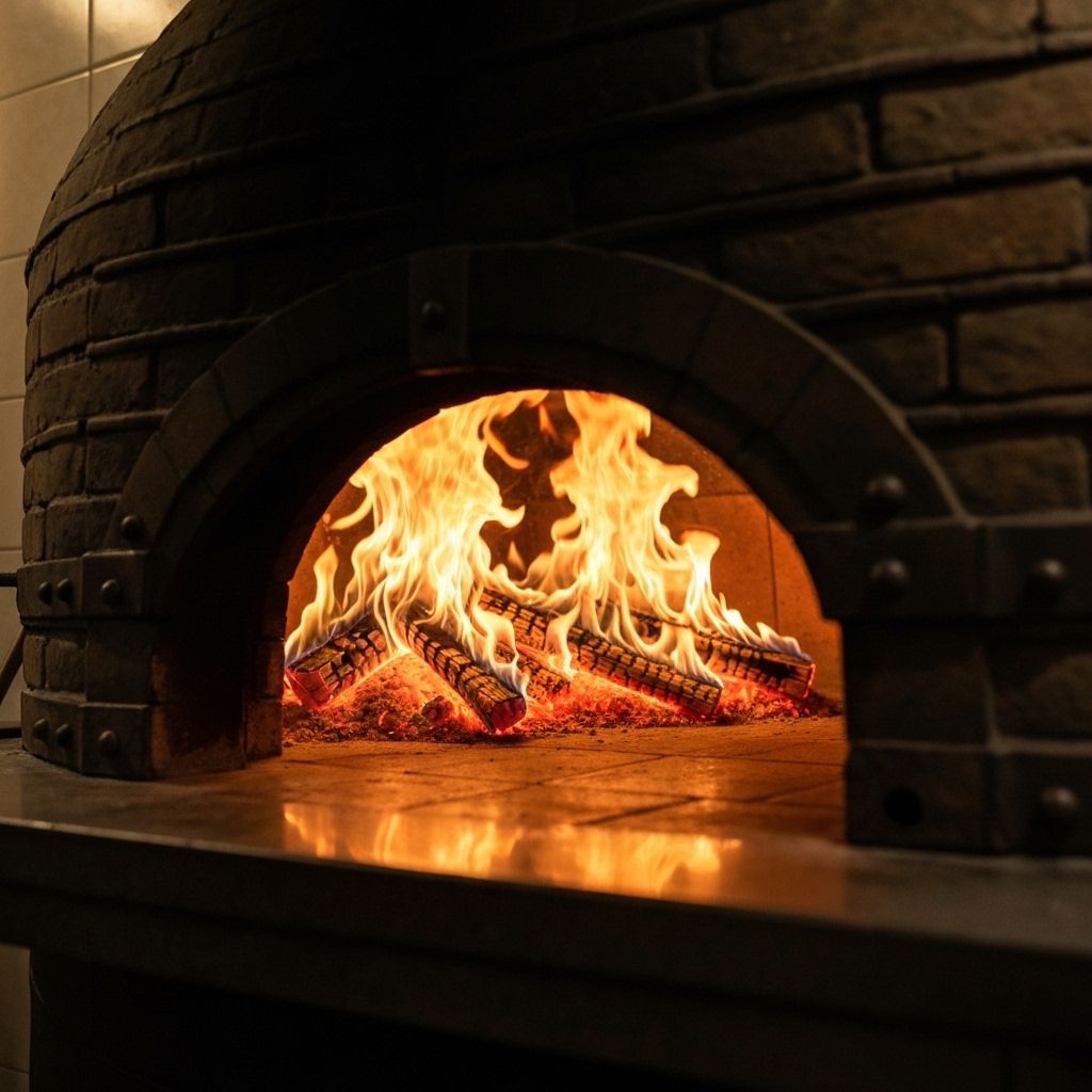 Pizza napoletana nel forno a legna